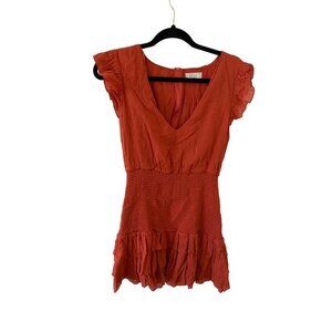 Sage the Label Women's Orange V Neck Mini Dress - Large